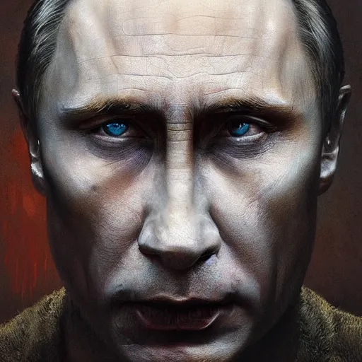 Image similar to face of vladimir putin made of maggots horror, dark fantasy, intricate, highly detailed, smooth, artstation, painted by wayne barlowe, greg rutkowski, zdislav beksinski, francis bacon