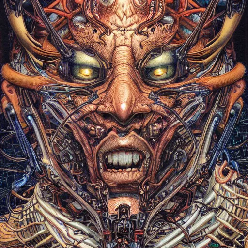 Image similar to portrait closeup of crazy palpatin, symmetrical, hyper detailed, by yoichi hatakenaka, masamune shirow, josan gonzales and dan mumford, ayami kojima, takato yamamoto, barclay shaw, karol bak, yukito kishiro