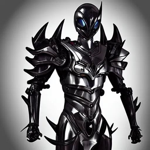 Image similar to Biomechanical Kamen Rider, glowing eyes, daytime, grey rubber undersuit, Guyver Dark Hero inspired armor