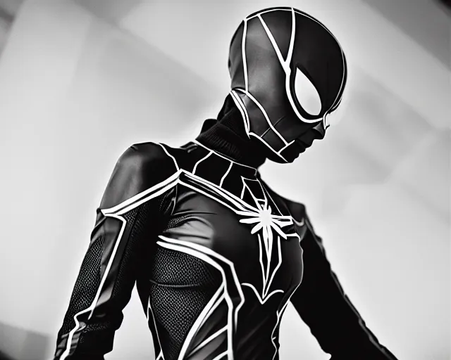 Image similar to iron spider suit, lomography lady grey