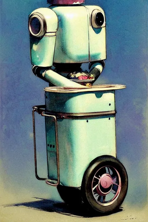 Image similar to ( ( ( ( ( 1 9 5 0 s retro future android robot mobile icecream vendor. muted colors., ) ) ) ) ) by jean - baptiste monge,!!!!!!!!!!!!!!!!!!!!!!!!!