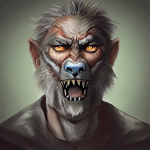 Prompt: “a fantasy digital portrait of ((an old man)), werewolf”