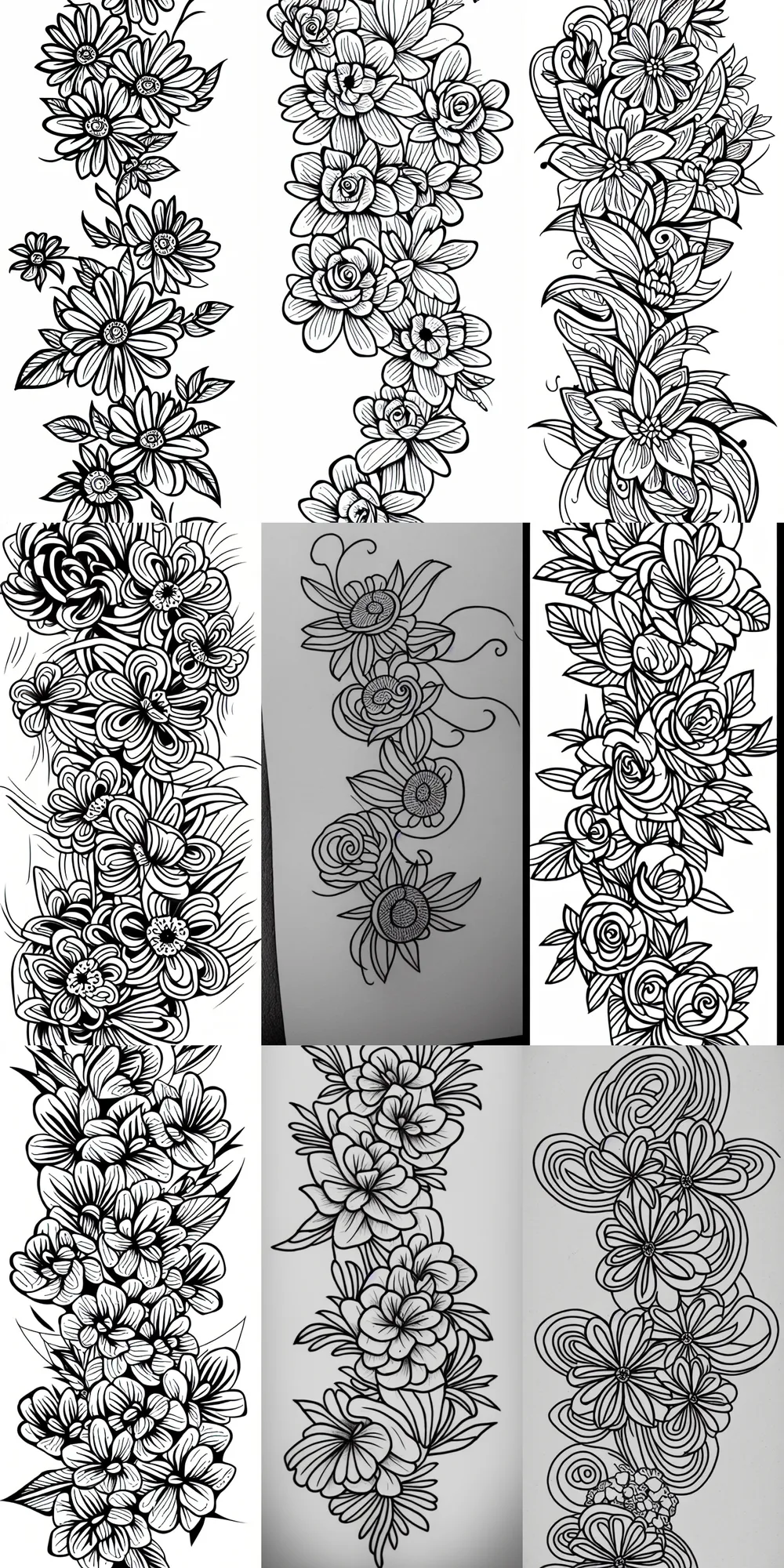 Prompt: tattoo design. line drawing. Flowers. Simple.