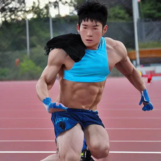 Prompt: a beautiful athletic korean male