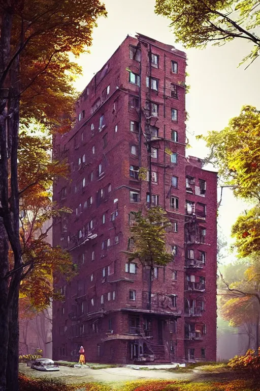 Image similar to (((((a ramshackle manhattan brick brownstone deep in the forest))))) by Beeple!!!!!!!!!!!!!!!!!!!!!!!!!!!