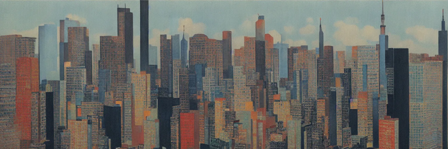 Prompt: tokyo cityscape oil painting magritte