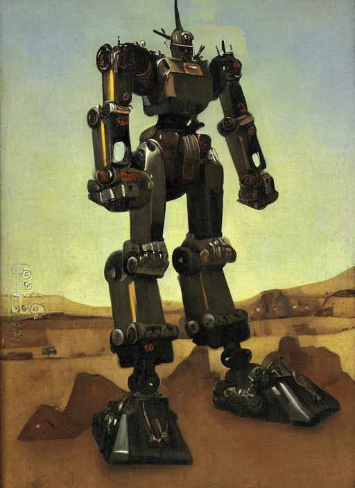 Image similar to mecha robot warrior by Johannes Vermeer