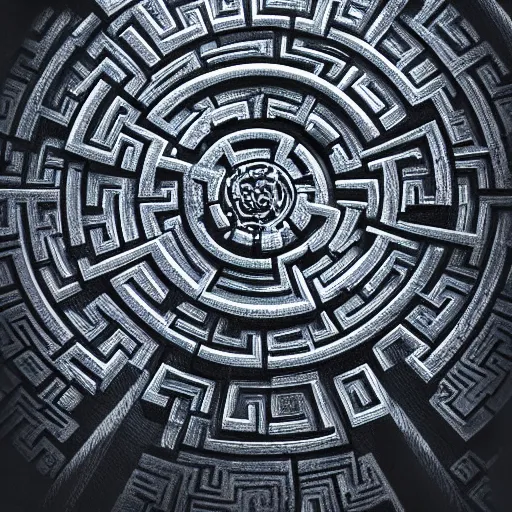 Image similar to Aereal view of an ancient intricate labyrinth, intricate, baroque, wonderland, photorealistic, photography, octane, high definition, detailed, 8k, artstation