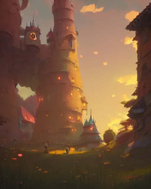 Image similar to fantasy castle, cory loftis, james gilleard, atey ghailan, makoto shinkai, goro fujita, studio ghibli, rim light, exquisite lighting, clear focus, very coherent, plain background, soft painting