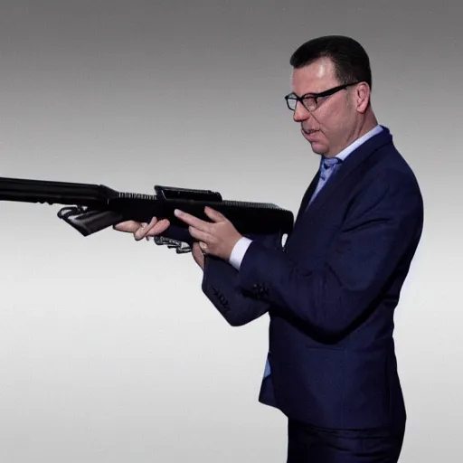 Image similar to image of aleksandar vucic using a gun