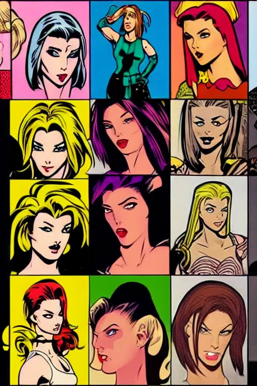 Image similar to woman in the style of 9 0 s comic book art,, single head, no double head,