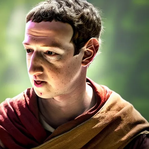 Prompt: Mark Zuckerberg in Avatar the Last Airbender, movie still, EOS-1D, f/1.4, ISO 200, 1/160s, 8K, RAW, unedited, symmetrical balance, in-frame, Photoshop, Nvidia, Topaz AI