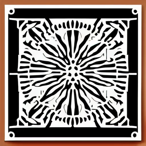 Image similar to a square vector art panel for cnc plasma, laser, geometric circuit pattern