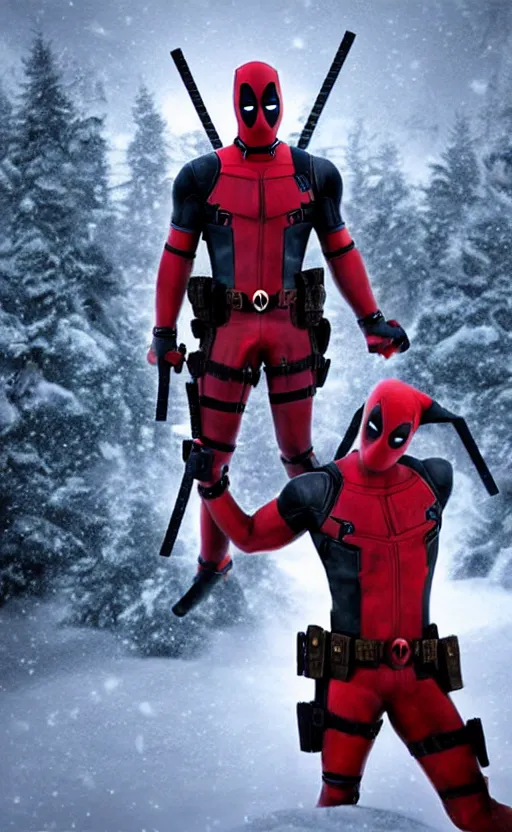 Image similar to deadpool as santa claus, dynamic lighting, photorealistic fantasy concept, stunning visuals, creative, cinematic