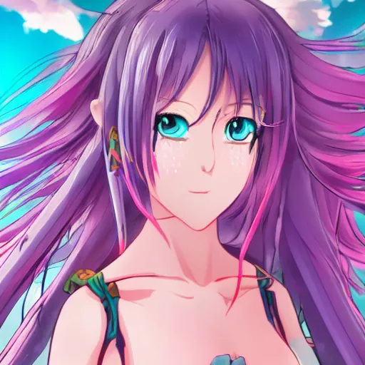 Image similar to stunningly beautiful omnipotent anime goddess with pink hair and mesmerizing cyan eyes, 8 k