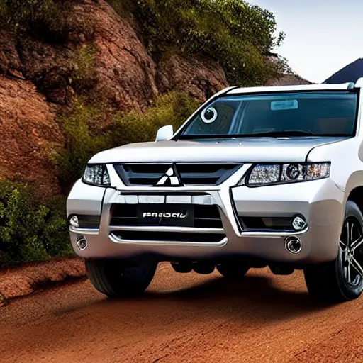 Prompt: a 2016 Mitsubishi Pajero Sports with trans colors, Promotional Photography, Professional, 4k photo