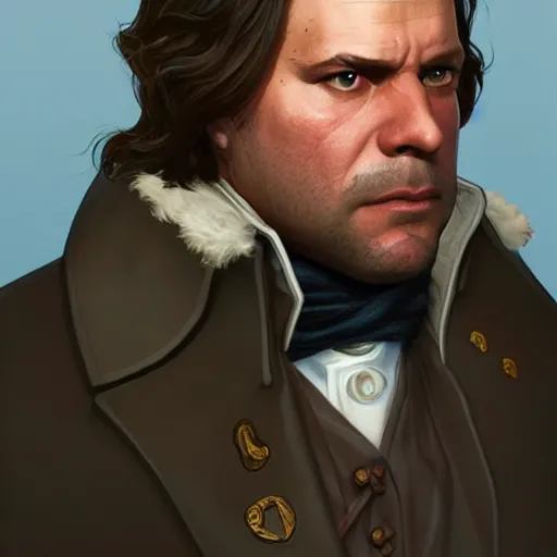 Prompt: [Paul Revere as GTA character, closeup, intricate, elegant, highly detailed, digital painting, artstation, concept art, matte, sharp focus, illustration, art by Artgerm and Greg Rutkowski and Alphonse Mucha]