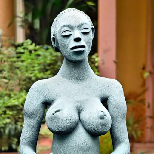 Image similar to Kaitlyn Michelle Siragusa, better known as Amouranth, full body sculpture, african fertility sculpture, 1930s sculpture