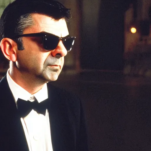 Image similar to film still of Rowan Atkinson in Matrix