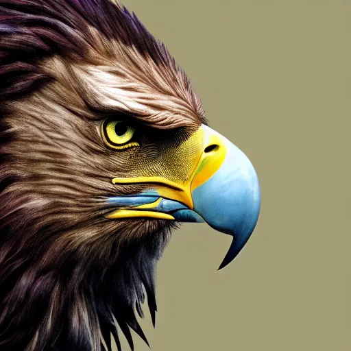 Prompt: profile of an eagle lion!! hybrid, bold natural colors, masterpiece, trending on artstation, photograph