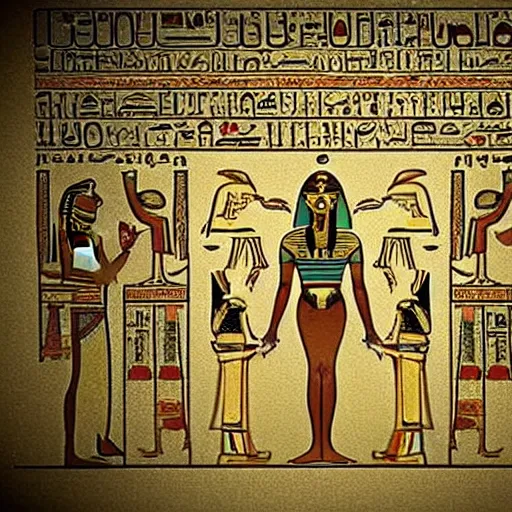 Image similar to egyptian god working on computer