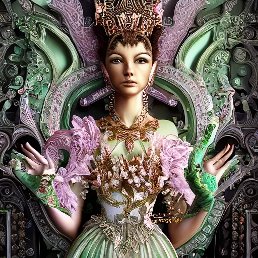 Prompt: princess of emerald ballerina, ornate, intricate, hyper detailed, stunning, 4 k, octane render