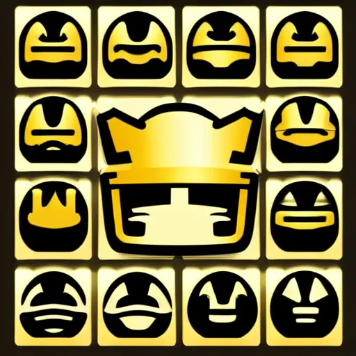 Image similar to gaming emoji concept gold armor crown style of emoji, vector art, white background, no watermark white background