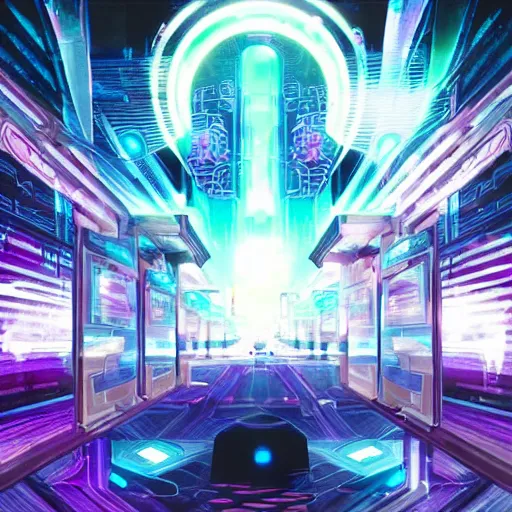 Image similar to Dreamlike cyberspace, android netrunner