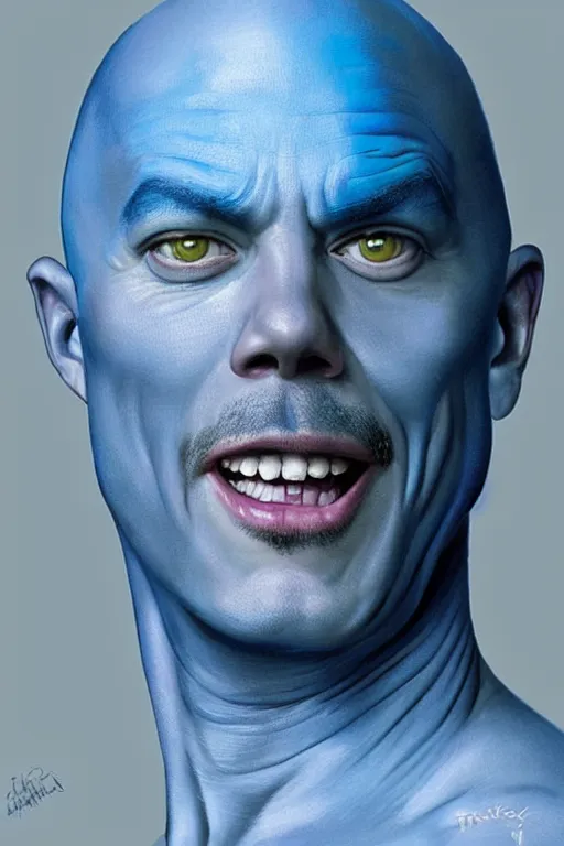 Prompt: Tobias Funke as blue man. digital painting, artstation, concept art, smooth, sharp focus, illustration, art by artgerm and donato giancola and Joseph Christian Leyendecker, Ross Tran, WLOP