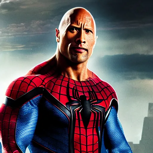 Image similar to Dwayne Johnson as Spiderman