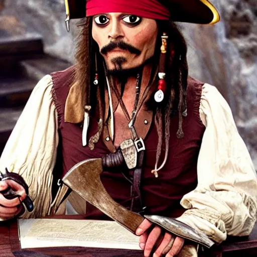 Prompt: mr bean as jack sparrow