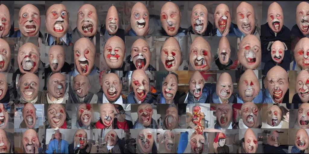 Prompt: coneheads circus, detailed facial expressions