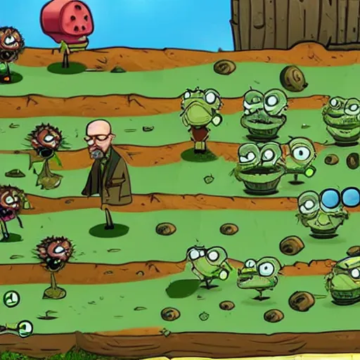 Image similar to walter white in plants vs zombies