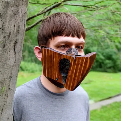 Image similar to insect inspired wooden mask