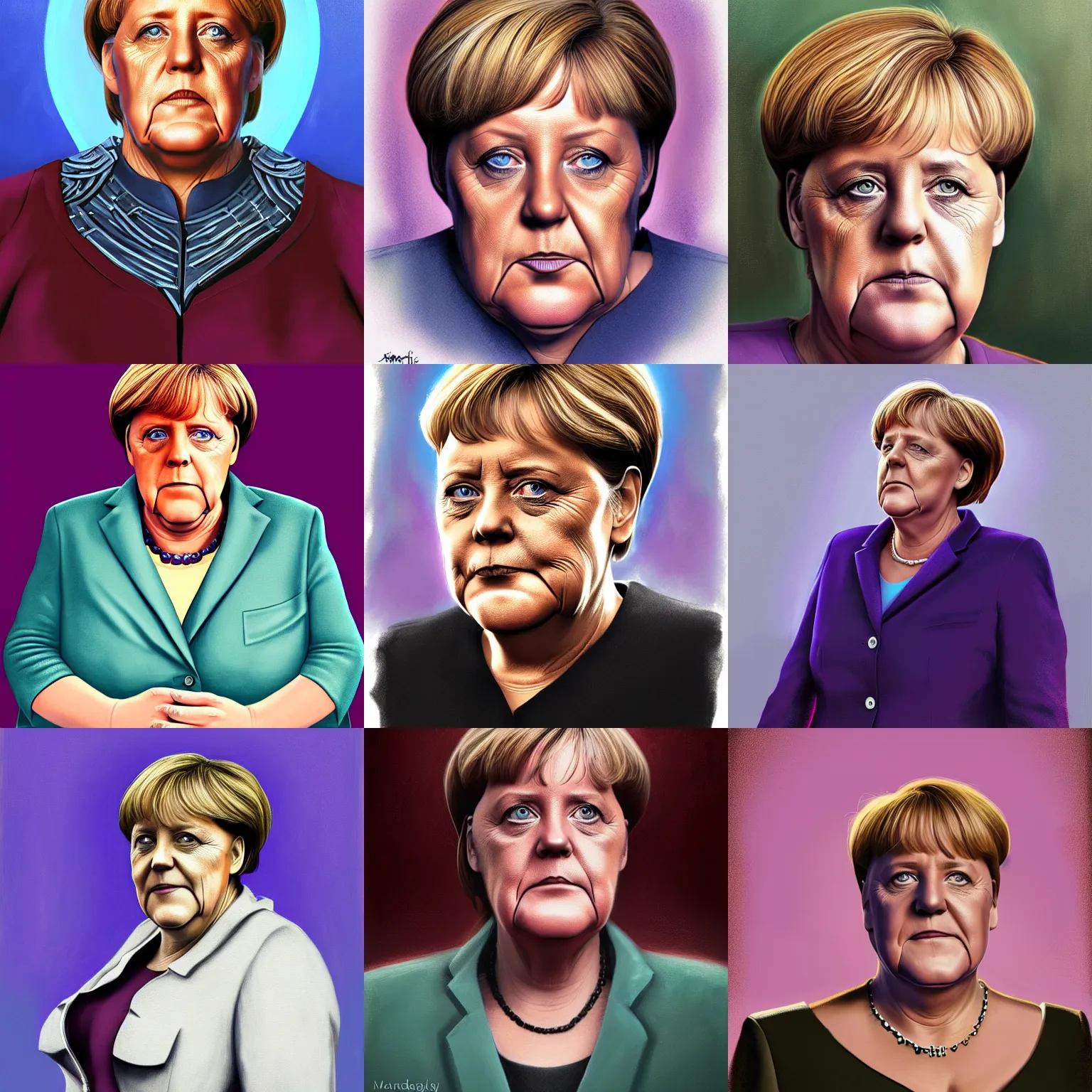 Prompt: Portrait of Thanos angela merkel version by Mandy Jurgens