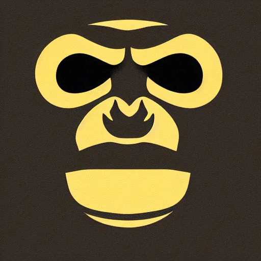 Prompt: [mobster chimp, close up, abstract logo on a dark background]