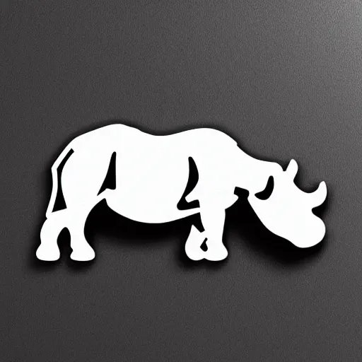 Prompt: die cut sticker of side profile of rhino