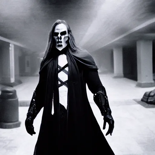 Image similar to arthas menethil as the american psycho, cinematic still