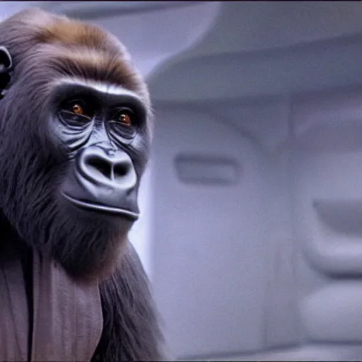 Image similar to film still of a gorilla in star wars as luke skywalker