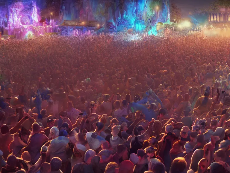 Prompt: brutal mosh pit at disneyland, 8 k, ultra realistic, lens flare, atmosphere, glow, detailed, intricate, full of colour, cinematic lighting, trending on artstation, 4 k, hyperrealistic, focused, extreme details, unreal engine 5, cinematic, masterpiece