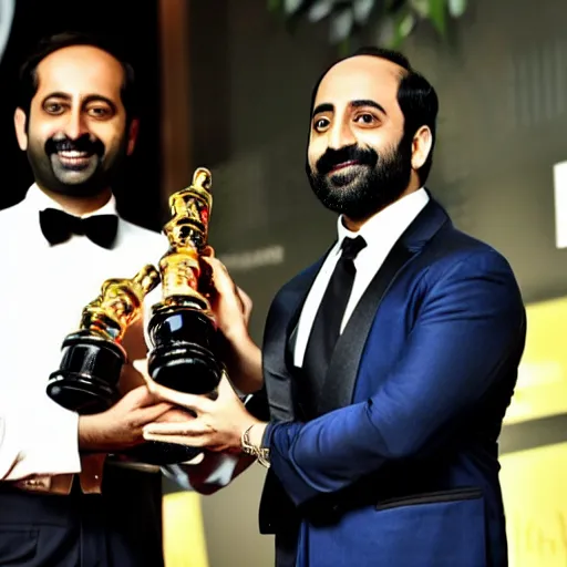 Image similar to fahadh faasil wins academy award, photorealistic, highres