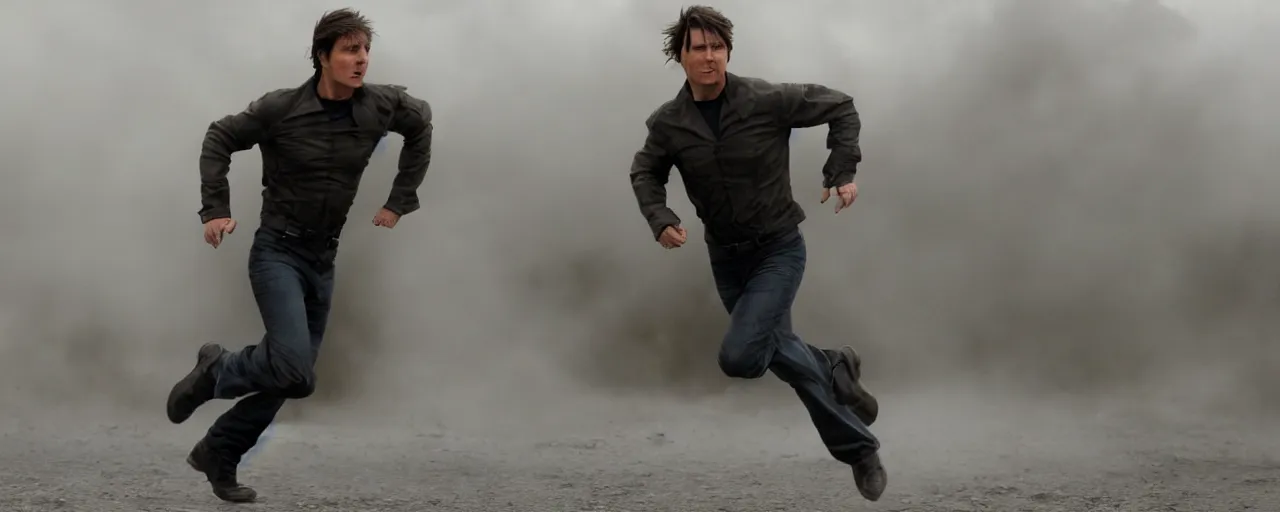Image similar to tom cruise running during an impossible mission