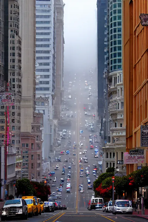 Prompt: Market Street, San Francisco by Klaus Bürgle and Imperial Boy;