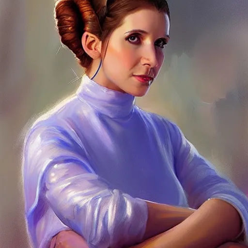 Prompt: Princess Leia from Star Wars, painting by Vladimir Volegov