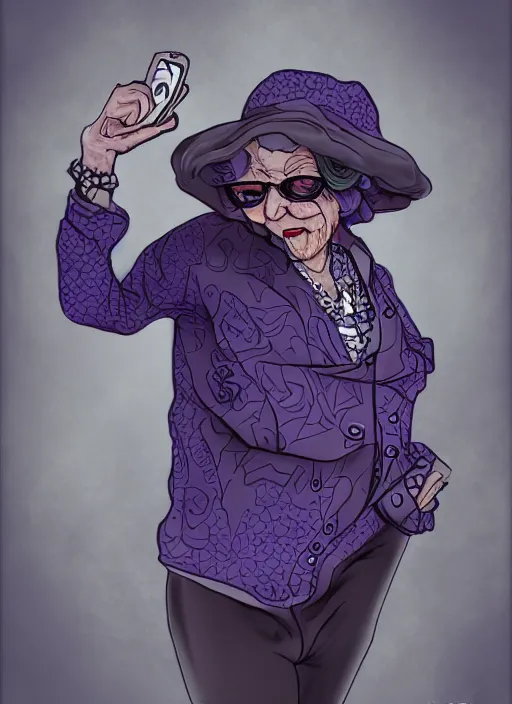 Image similar to gangster granny, detailed digital art