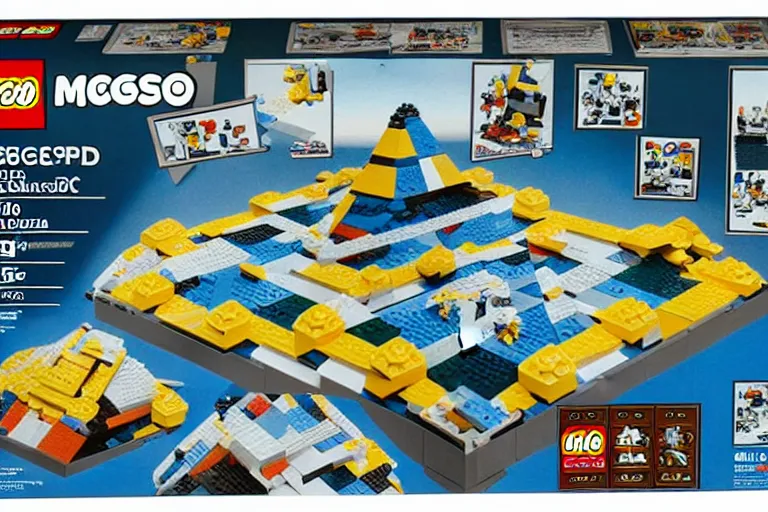 Prompt: mc escher triangle planetoid 1 9 8 5 lego set