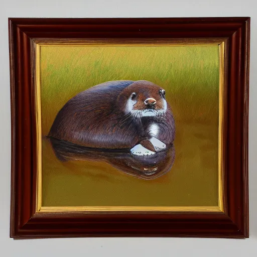 Prompt: oil painting of royal king otter