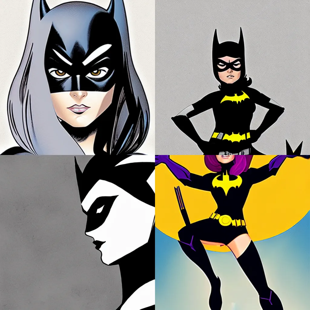 Prompt: in the style of Phil Noto comicbook cover art, Batgirl