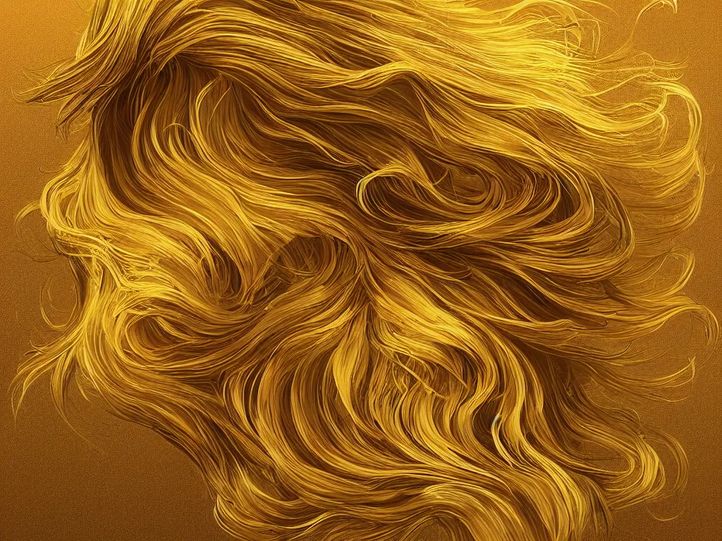 Image similar to a voluminous, amorphous, blob of flowing hair. Epic golden intricate, elegant, highly detailed, digital painting, artstation, concept art, smooth, sharp focus, illustration, art by Zbrush