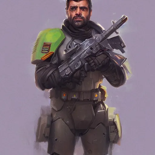 Image similar to oscar isaac as a 4 0 k marine by mandy jurgens, artstation